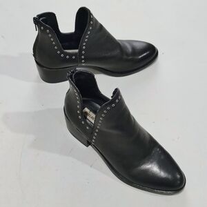 Chelsea & Violet Black Leather Studded Women's Ankle Boots Size